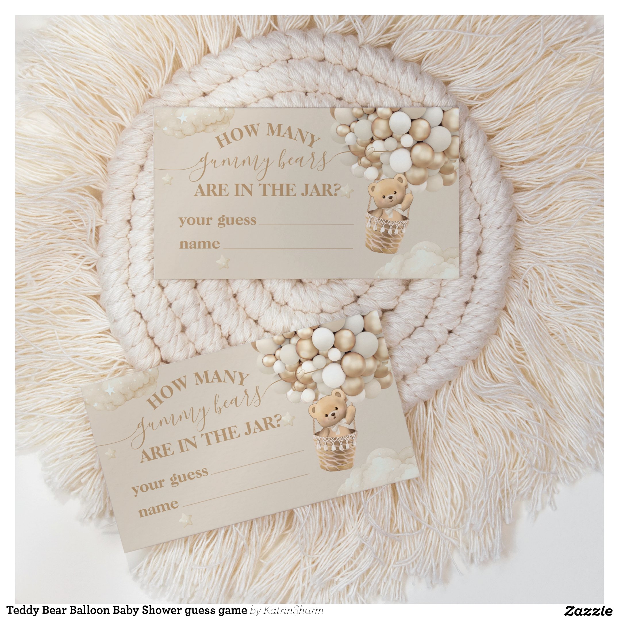 Teddy Bear Balloon Baby Shower guess game Enclosure Card