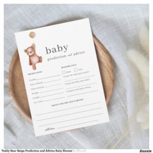 Teddy Bear Beige Prediction and Advice Baby Shower Invitation