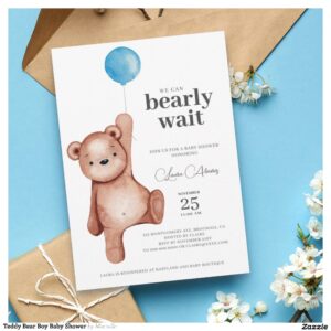 Teddy Bear Boy Baby Shower Invitation