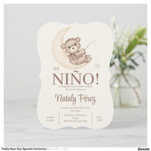 Teddy Bear Boy Spanish Invitation