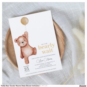 Teddy Bear Gender Neutral Baby Shower Invitation