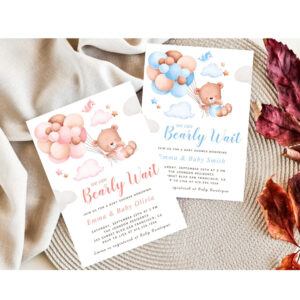 Teddy Bear Girl Baby Shower Invitation