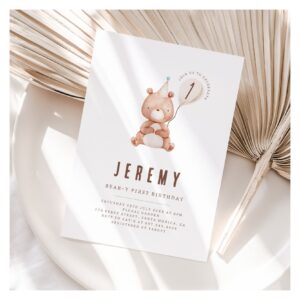 Teddy Bear Theme Neutral 1st Birthday Party Invitation