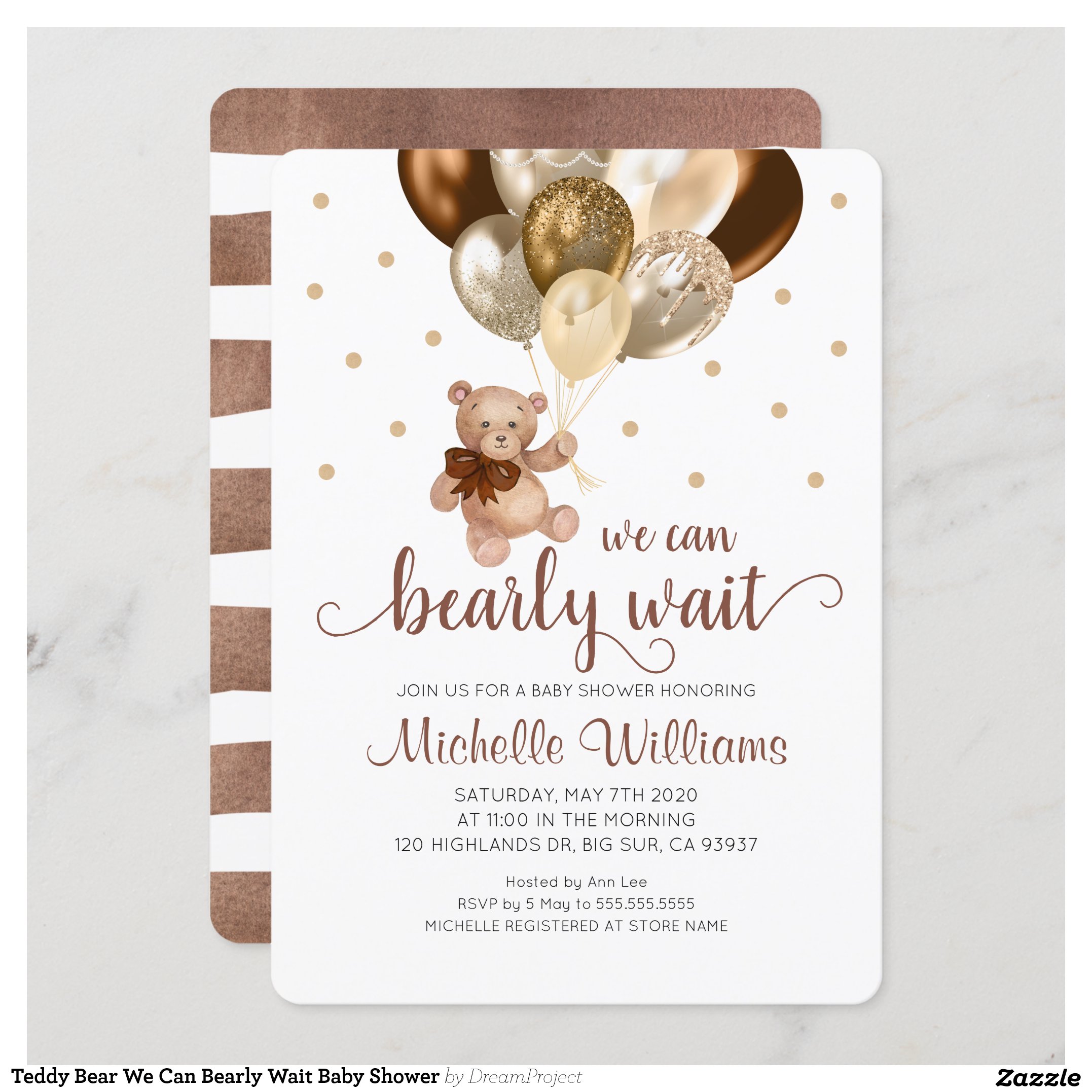 Teddy Bear We Can Bearly Wait Baby Shower Invitation