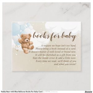 Teddy Bear with Blue Balloons Books For Baby Card