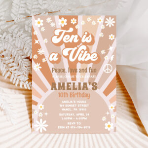 Ten is a vibe birthday invitation