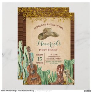 Texas Western Boy's First Rodeo birthday Invitation