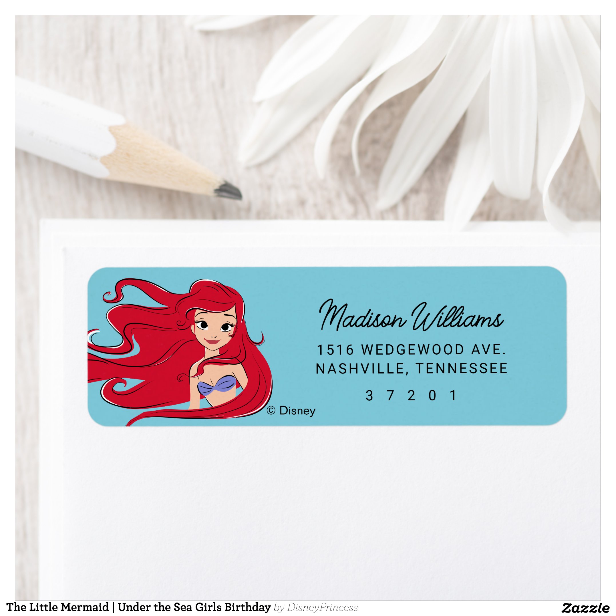 The Little Mermaid Under the Sea Girls Birthday Label
