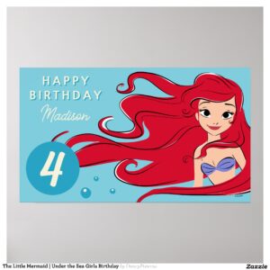 The Little Mermaid Under the Sea Girls Birthday Poster