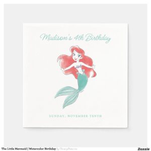 The Little Mermaid Watercolor Birthday Napkins