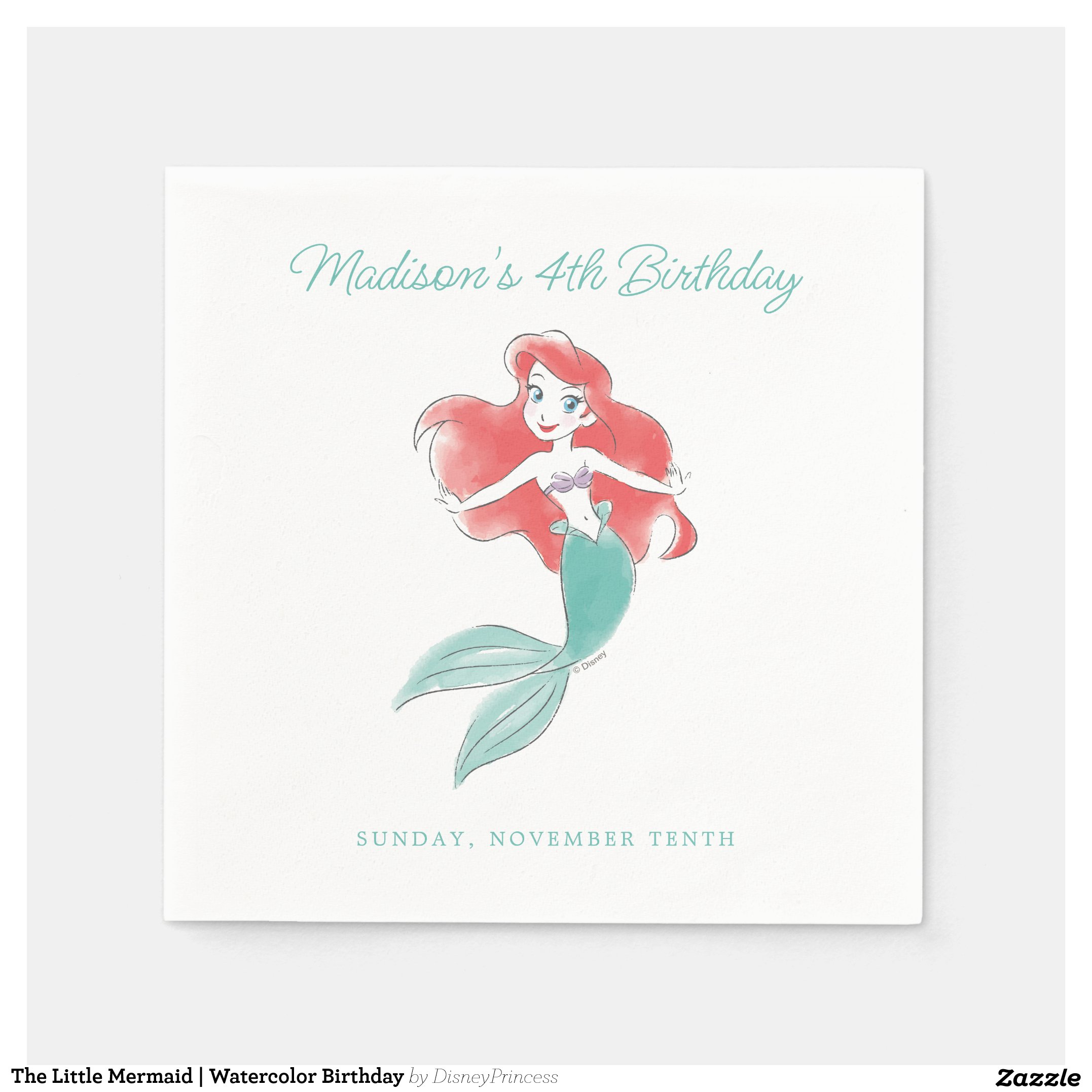 The Little Mermaid Watercolor Birthday Napkins