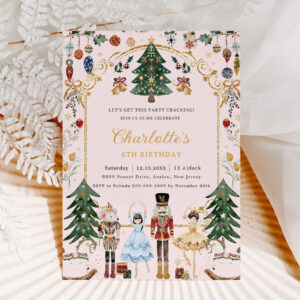 The Nutcracker Vintage Christmas Birthday Invitation