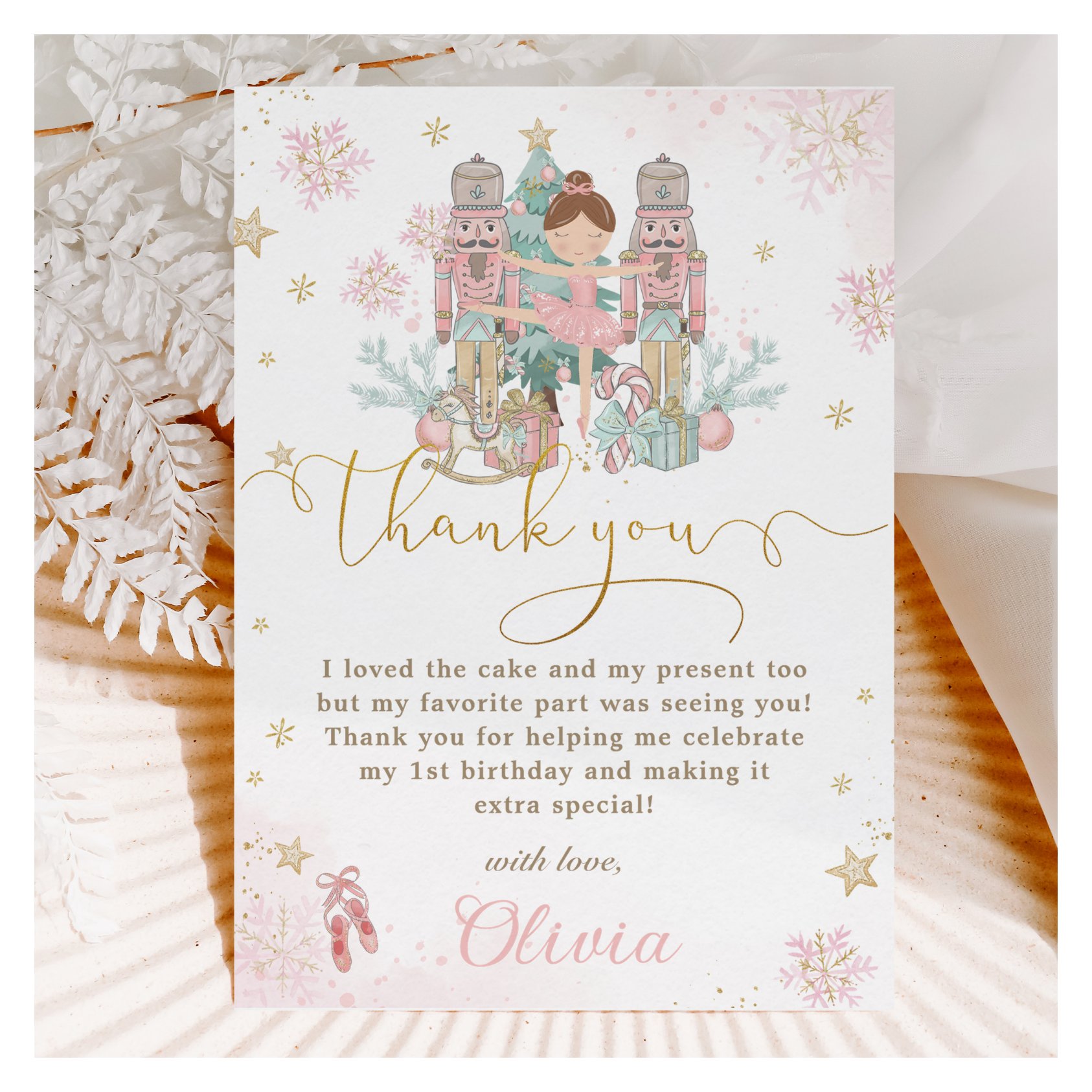 The Nutcracker Winter Onederland 1st Birthday Thank You Card
