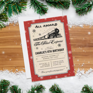 The Polar Express Pajama Party Birthday - Stripes Invitation