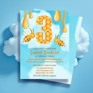 Third Birthday - Sweet Honeybee Party Invitation