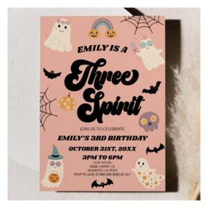 Three Spirit Halloween Third 3rd Birthday Party Invitation
