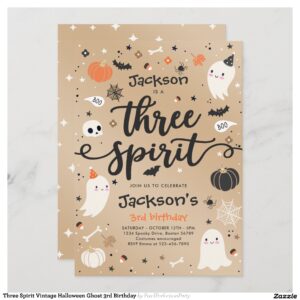 Three Spirit Vintage Halloween Ghost 3rd Birthday Invitation