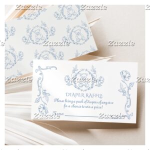 Toile de jouy teddy bear vintage Diaper raffle Enclosure Card