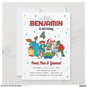 Toy Story Holiday Birthday Invitation