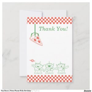 Toy Story Pizza Planet Kids Birthday Thank You Card