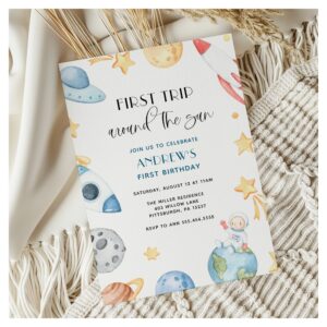Trip Around The Sun Outer Space Birthday Invitation