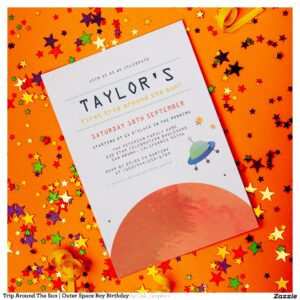 Trip Around The Sun Outer Space Boy Birthday Invitation