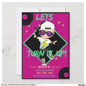 Turn up 1 Birthday Party Invitation Card (Boy)