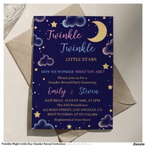 Twinkle Night Little Star Gender Reveal Invitation