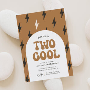 Two Cool Retro 2nd Birthday Invitation