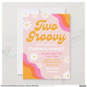 Two Groovy Birthday Invitation Groovy Birthday