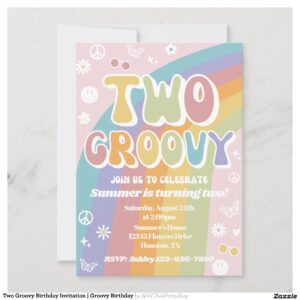 Two Groovy Birthday Invitation Groovy Birthday