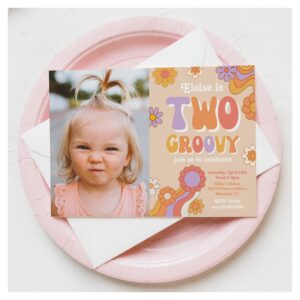 Two Groovy Photo Invitation Groovy Birthday