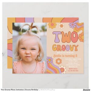 Two Groovy Photo Invitation Groovy Birthday