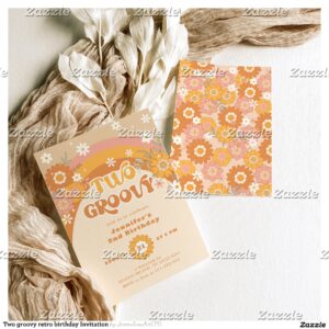 Two groovy retro birthday Invitation