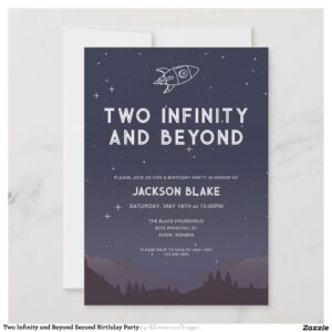 Two Infinity and Beyond Second Birthday Party Invitation