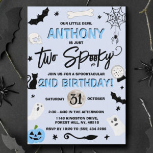 Two Spooky! Boys Halloween 2nd Birthday Invitation