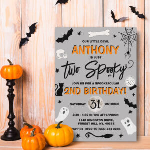 Two Spooky! Halloween 2nd Birthday Invitation