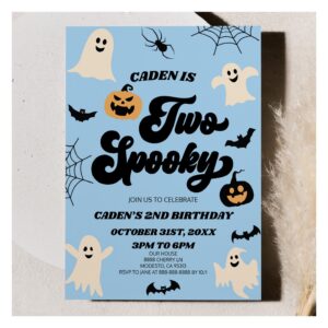Two Spooky Halloween 2nd Second Birthday Party Invitation