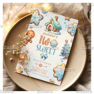 Two Sweet Christmas cookies Boy 2nd birthday Invitation