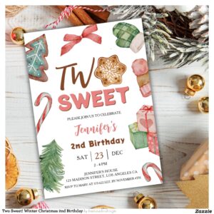 Two Sweet! Winter Christmas 2nd Birthday Invitation