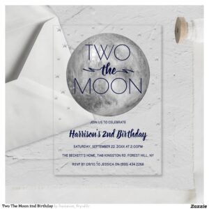 Two The Moon 2nd Birthday Acrylic Invitations