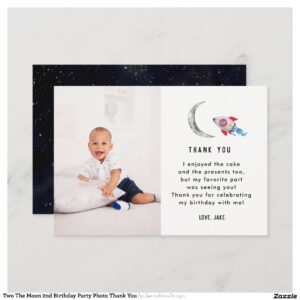 Two The Moon 2nd Birthday Party Photo Thank You