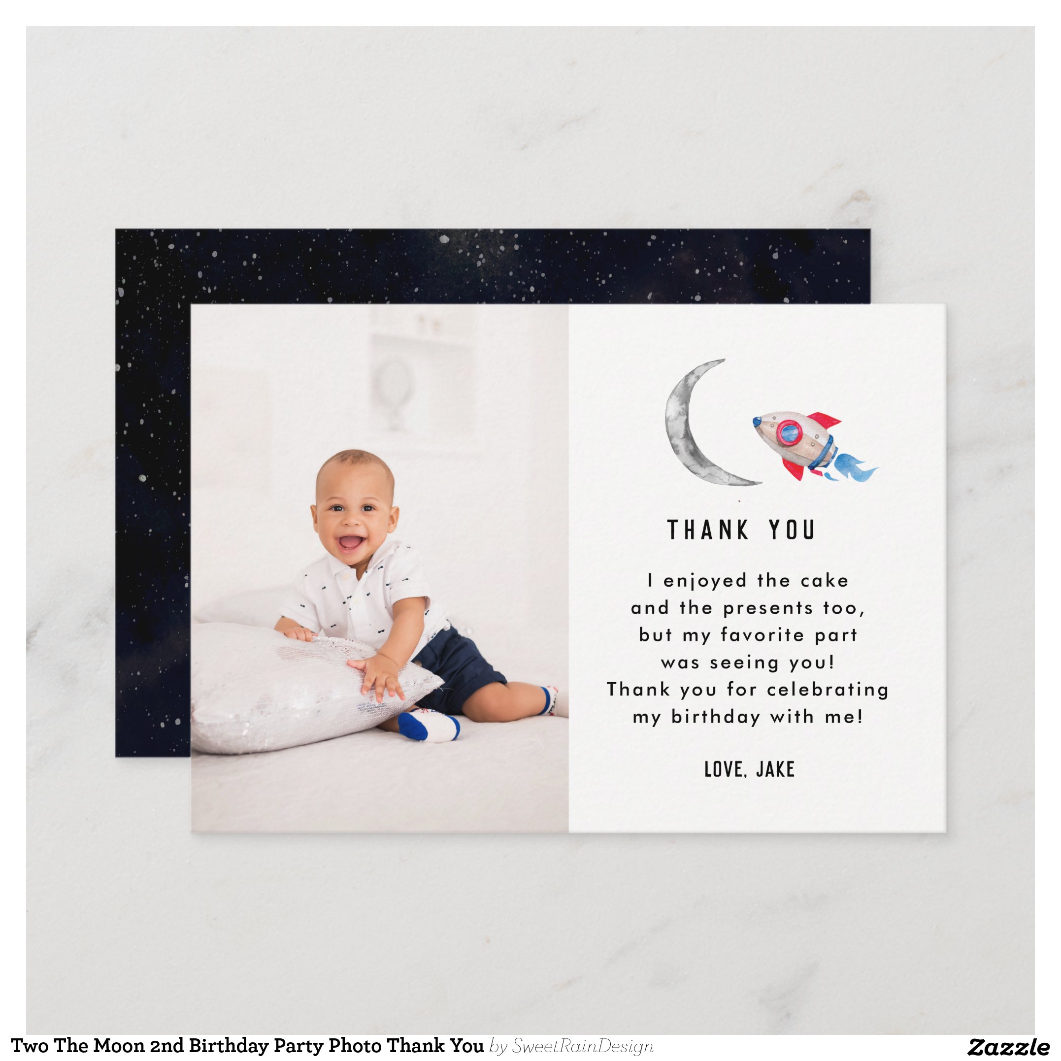 Two The Moon 2nd Birthday Party Photo Thank You