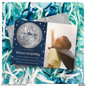Two The Moon 2nd Birthday Photo Invitation