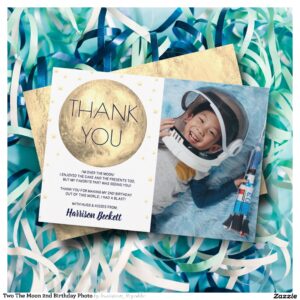 Two The Moon 2nd Birthday Photo Thank You Card