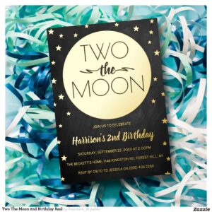 Two The Moon 2nd Birthday Real Foil Invitation
