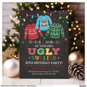 Ugly Sweater Birthday Invitation, Ugly Sweater Invitation