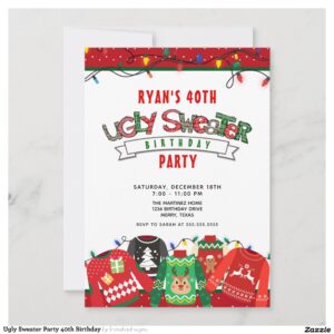Ugly Sweater Party 40th Birthday Invitation
