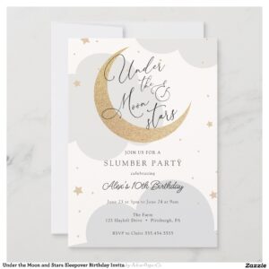 Under the Moon and Stars Sleepover Birthday Invita Invitation