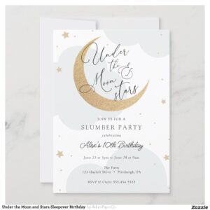 Under the Moon and Stars Sleepover Birthday Invitation